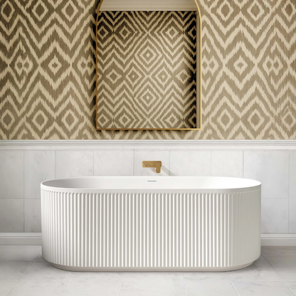 Otti Attica Havana 1700mm Fluted Bath with Overflow Matte White
