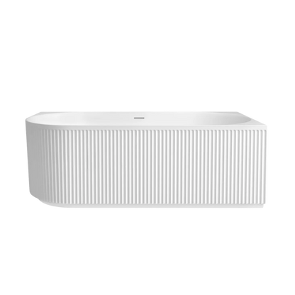 Otti Attica Havana 1700mm Fluted Right Corner Bath with Overflow Matte White