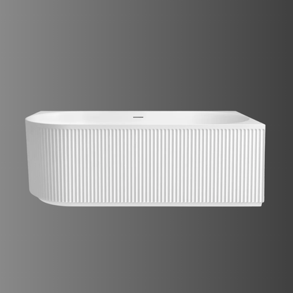 Otti Attica Havana 1700mm Fluted Right Corner Bath with Overflow Matte White