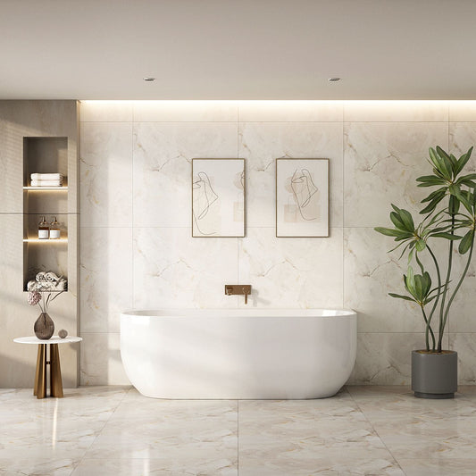 Anna Back-To-Wall Bathtub - 1700mm / Gloss White