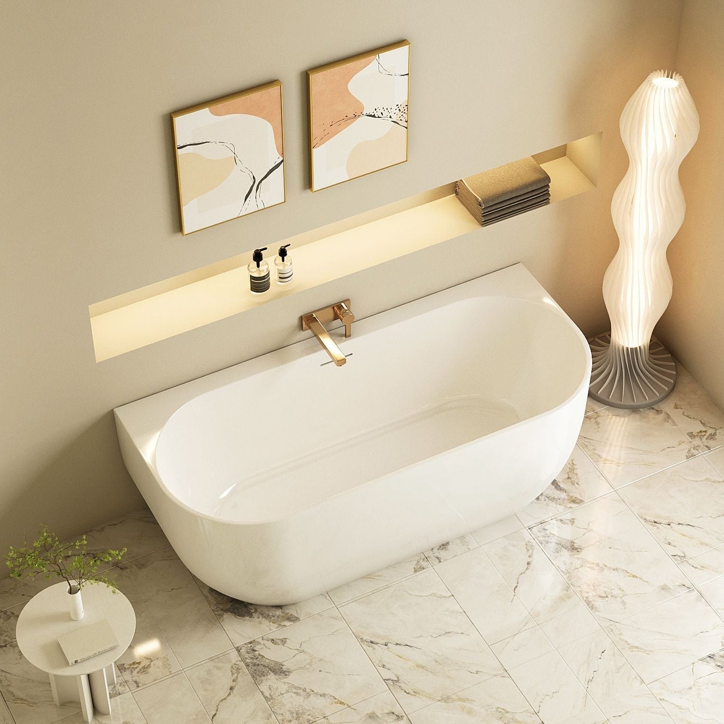 Anna Back-To-Wall Bathtub - 1500mm / Gloss White
