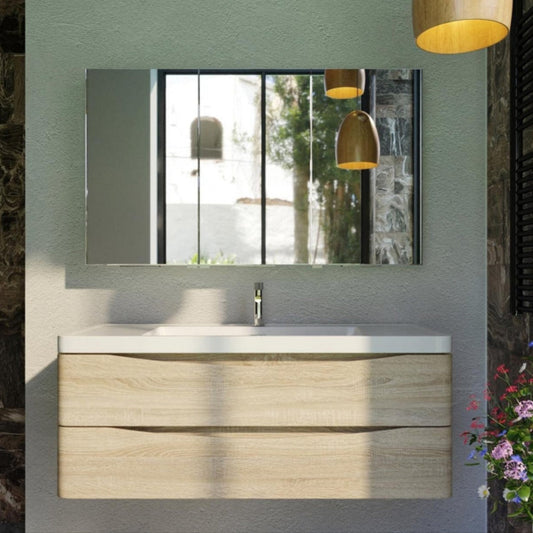 BELBAGNO ANCONA  OAK 1200MM SINGLE BOWL WALL HUNG VANITY AND BASIN