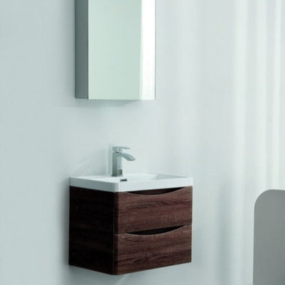 BELBAGNO ANCONA ROSE WOOD 600MM SINGLE BOWL WALL HUNG VANITY AND BASIN