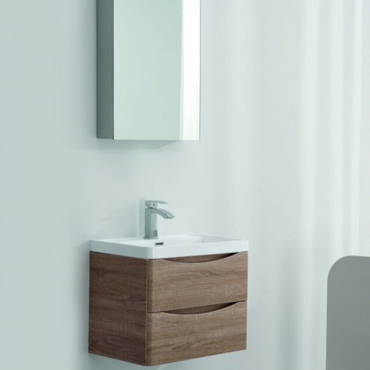BELBAGNO ANCONA  OAK 600MM SINGLE BOWL WALL HUNG VANITY AND BASIN