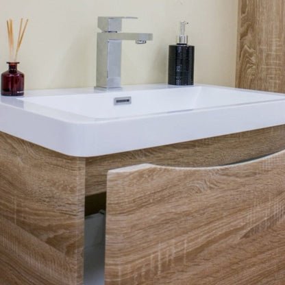 BELBAGNO ANCONA  OAK 600MM SINGLE BOWL WALL HUNG VANITY AND BASIN