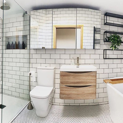 BELBAGNO ANCONA  OAK 600MM SINGLE BOWL WALL HUNG VANITY AND BASIN