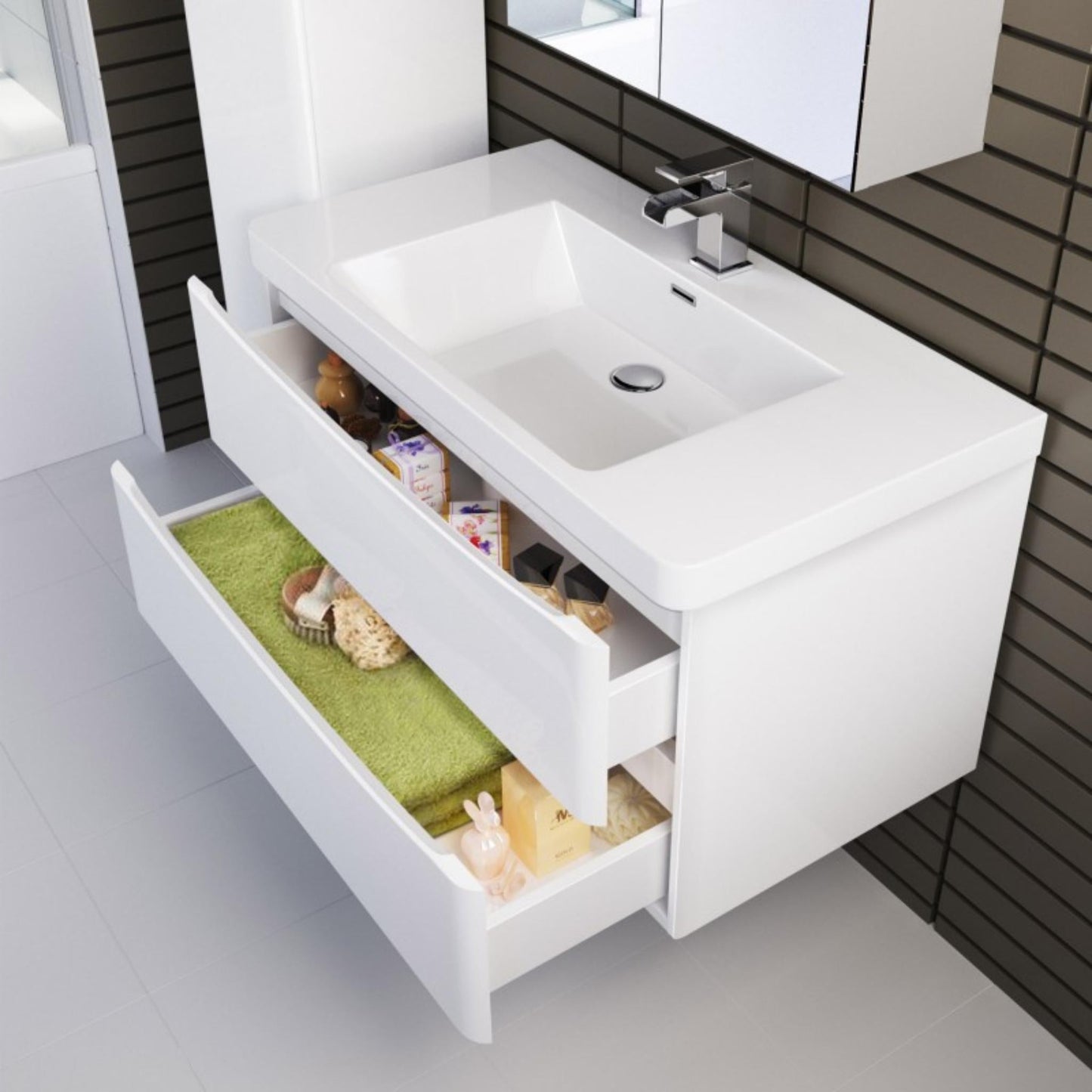 BELBAGNO ANCONA  900MM SINGLE BOWL WALL HUNG VANITY AND BASIN