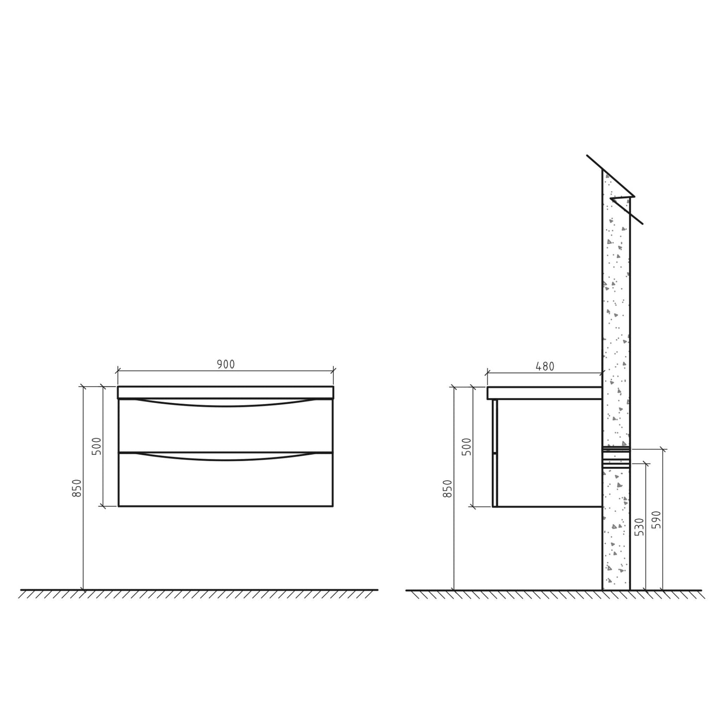 BELBAGNO ANCONA  900MM SINGLE BOWL WALL HUNG VANITY AND BASIN