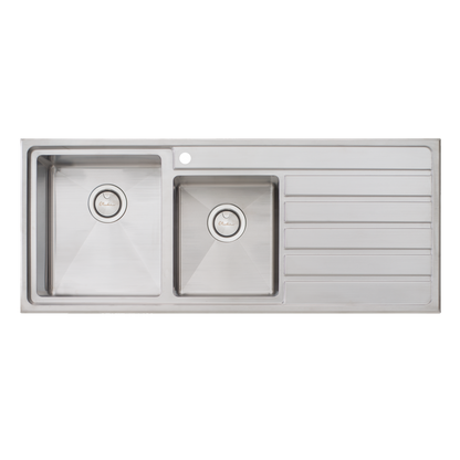 Oliveri Apollo 1 And 3/4 Bowl Sink With Right Drainboard Stainless Steel