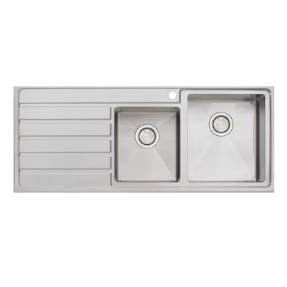 Oliveri Apollo 1 And 3/4 Bowl Sink With Left Drainboard Stainless Steel