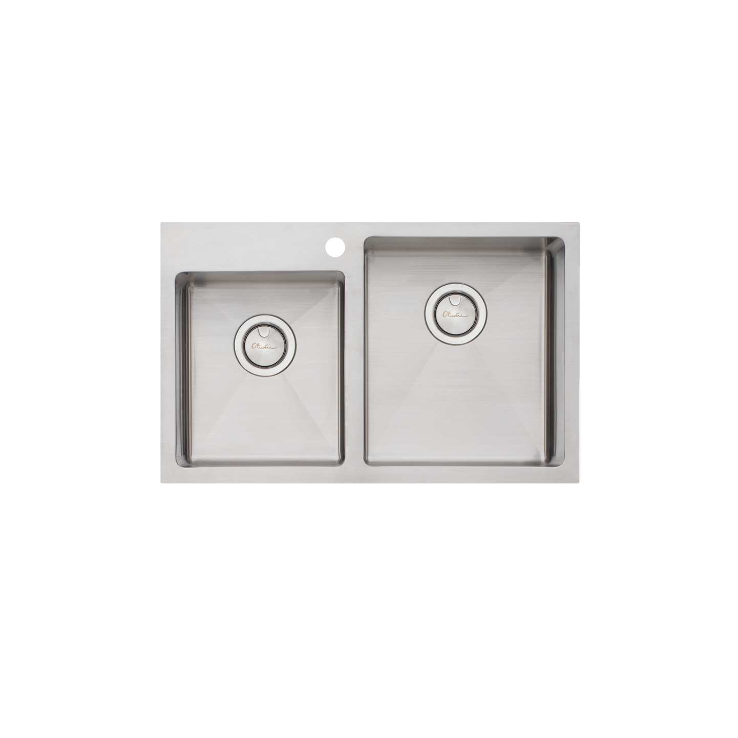 Oliveri Apollo 1 And 3/4 Right Offset Bowl Sink Stainless Steel