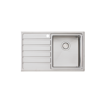 Oliveri Apollo Single Bowl Sink With Left Drainboard Stainless Steel