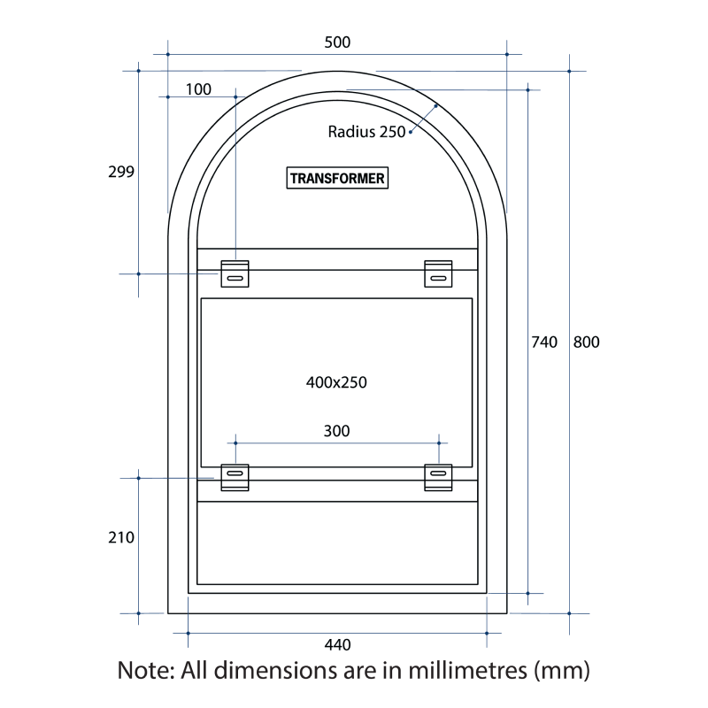 Thermogroup Ablaze 500 Arch Shape Premium Backlit Mirror