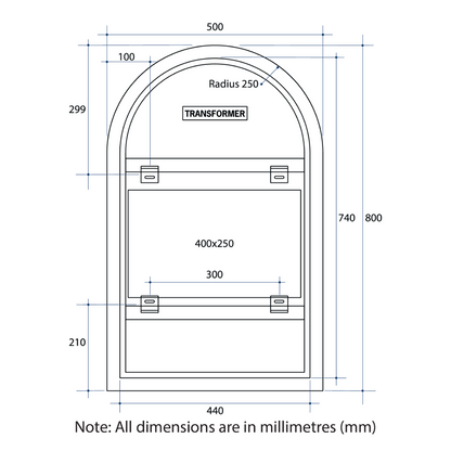 Thermogroup Ablaze 500 Arch Shape Premium Backlit Mirror
