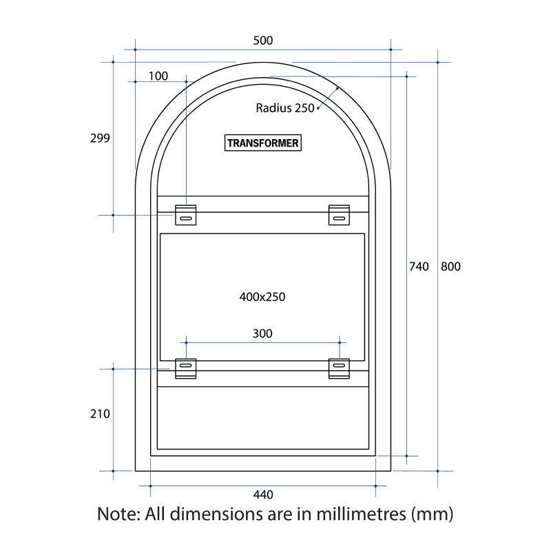 Thermogroup Ablaze 500 Arch Shape Premium Backlit Mirror