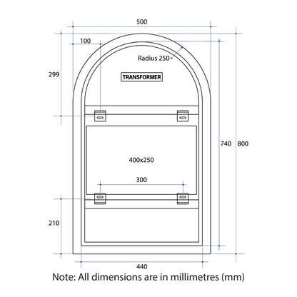 Thermogroup Ablaze 500 Arch Shape Premium Backlit Mirror