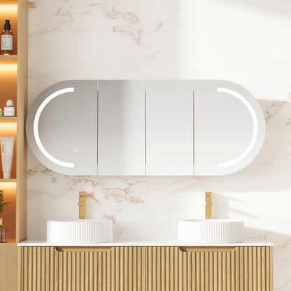 Athena 1500mm x 600mm LED Oval Wall-Hung Shaving Cabinet