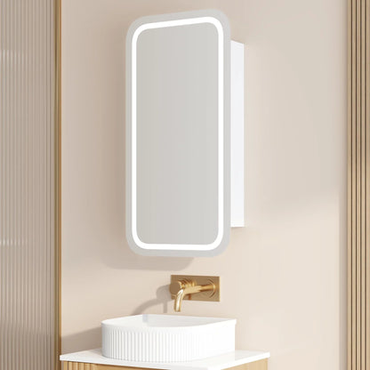 Athena 450 x 900mm LED Square Wall-Hung Shaving Cabinet - Single Door