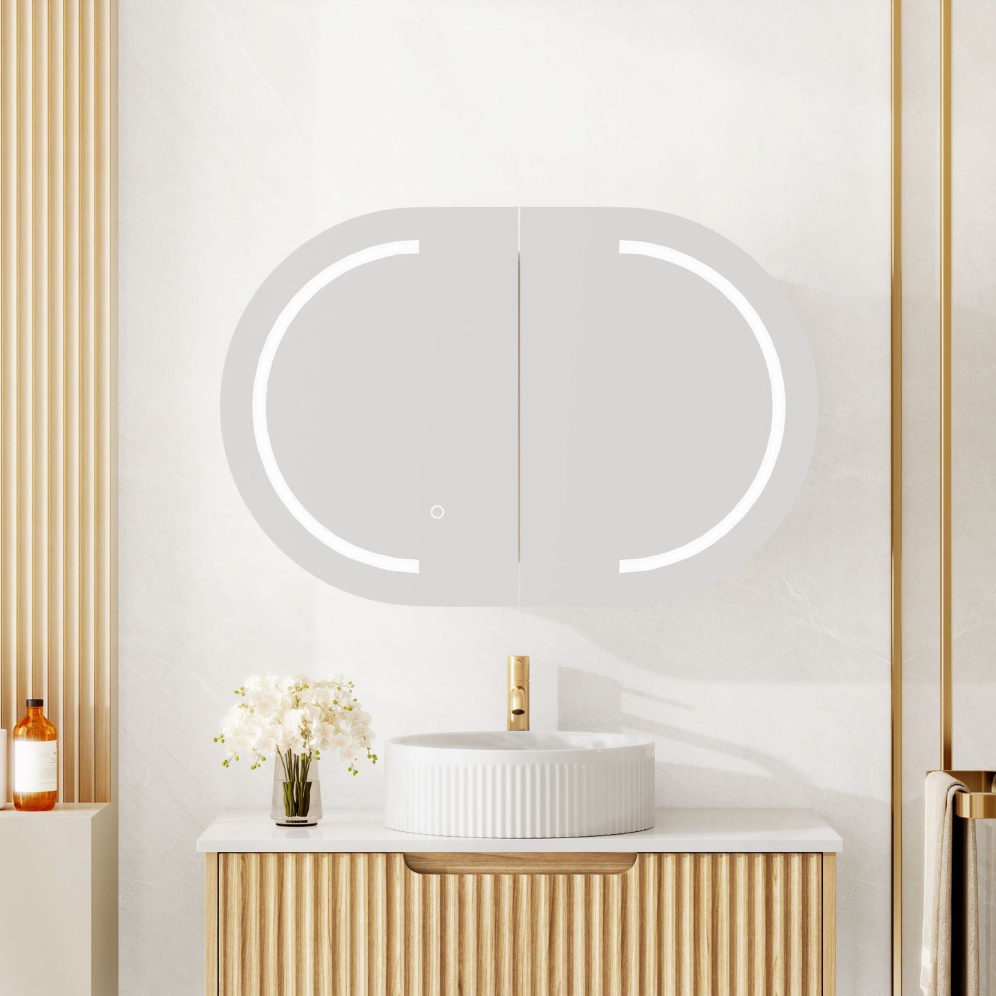 Athena 900mm x 600mm LED Oval Wall-Hung Shaving Cabinet