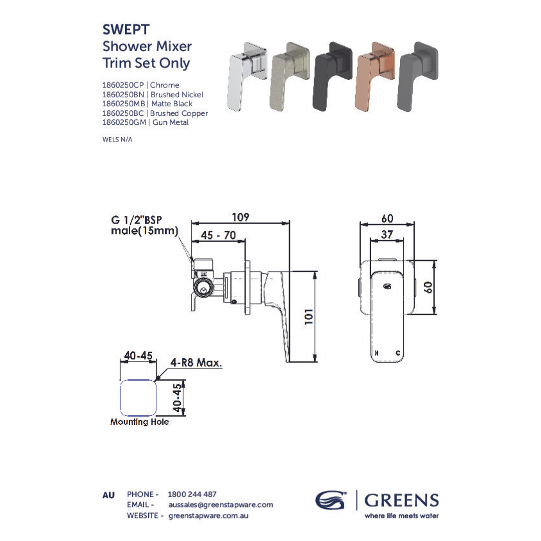 Greens Swept Shower Mixer