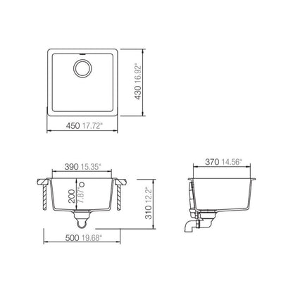 Abey SCHOCK Quadro Topmount-Undermount Single Bowl Sink