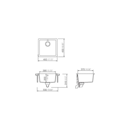 Abey SCHOCK Quadro Topmount-Undermount Single Bowl Sink