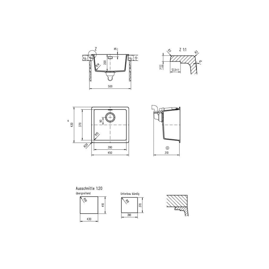Abey SCHOCK Soho N100S Topmount-Undermount Sink