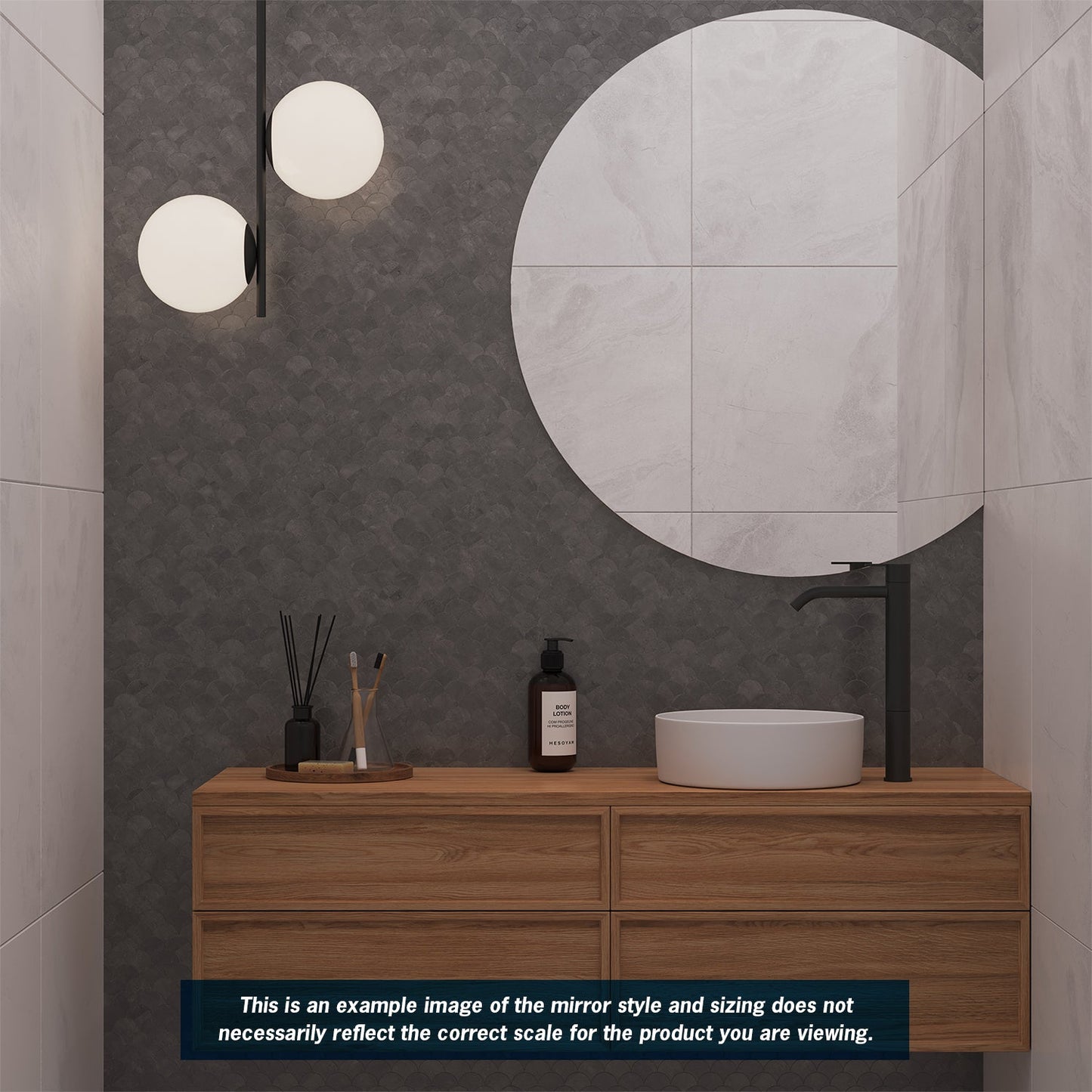 Thermogroup 900x750x11mm D-Shaped  Edge Mirror (Hanger Fixings)