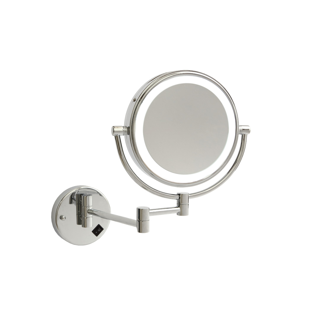 Thermogroup 1 & 8x Magnification Chrome Wall Mounted Shaving Mirror, 200mm Diameter with Concealed Wiring