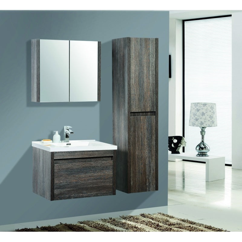 BELBAGNO ALEXANDRA SILVER OAK WALL HUNG TALL BOY 400MM X 1760MM (AVAILABLE IN LEFT AND RIGHT HAND DOOR OPTION)