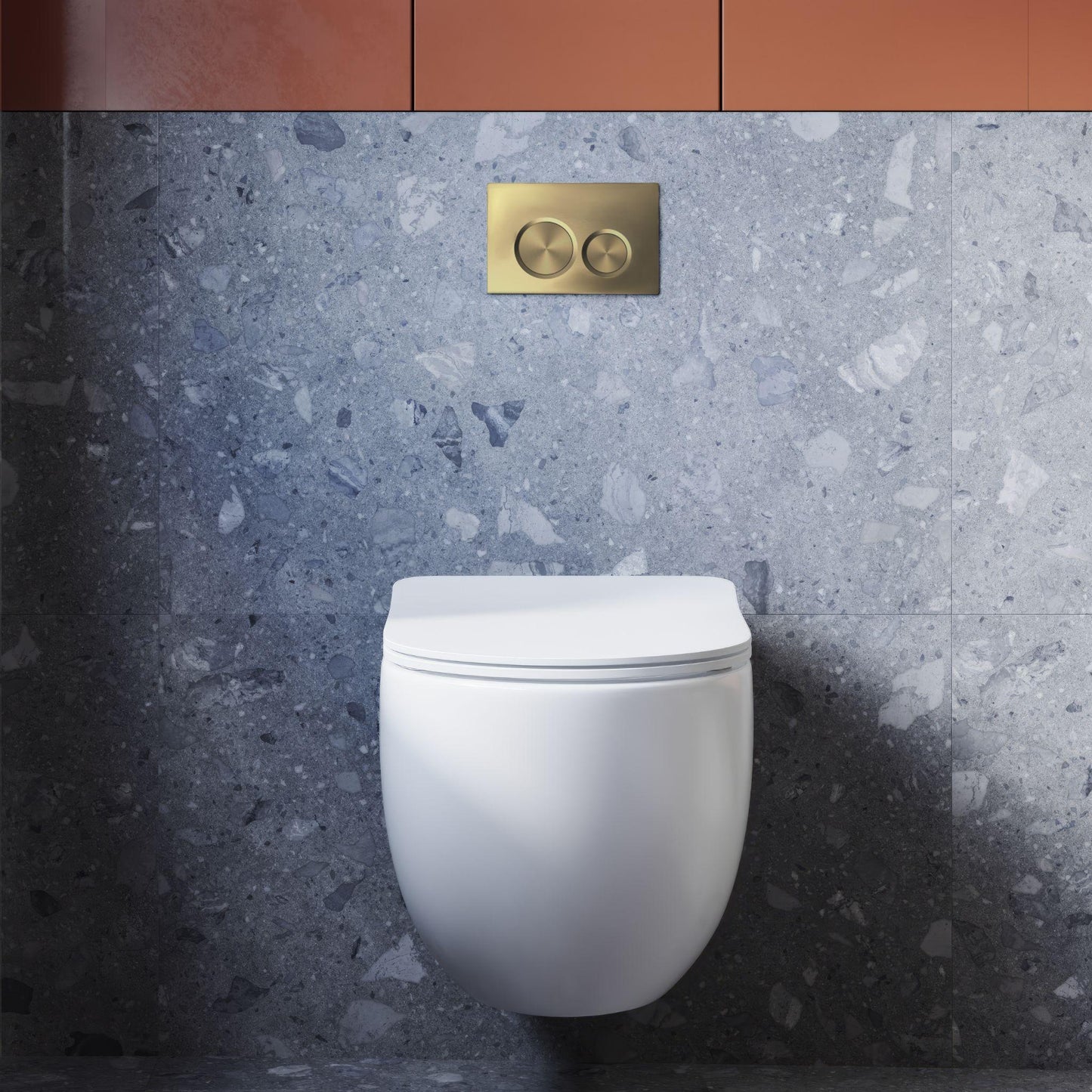 BELBAGNO ABS IN WALL CIRCLE BUTTON FLUSH PLATES 256MM BRUSHED
