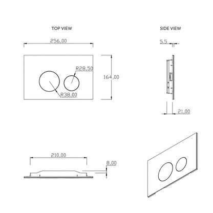 BELBAGNO ABS IN WALL CIRCLE BUTTON FLUSH PLATES 256MM BRUSHED