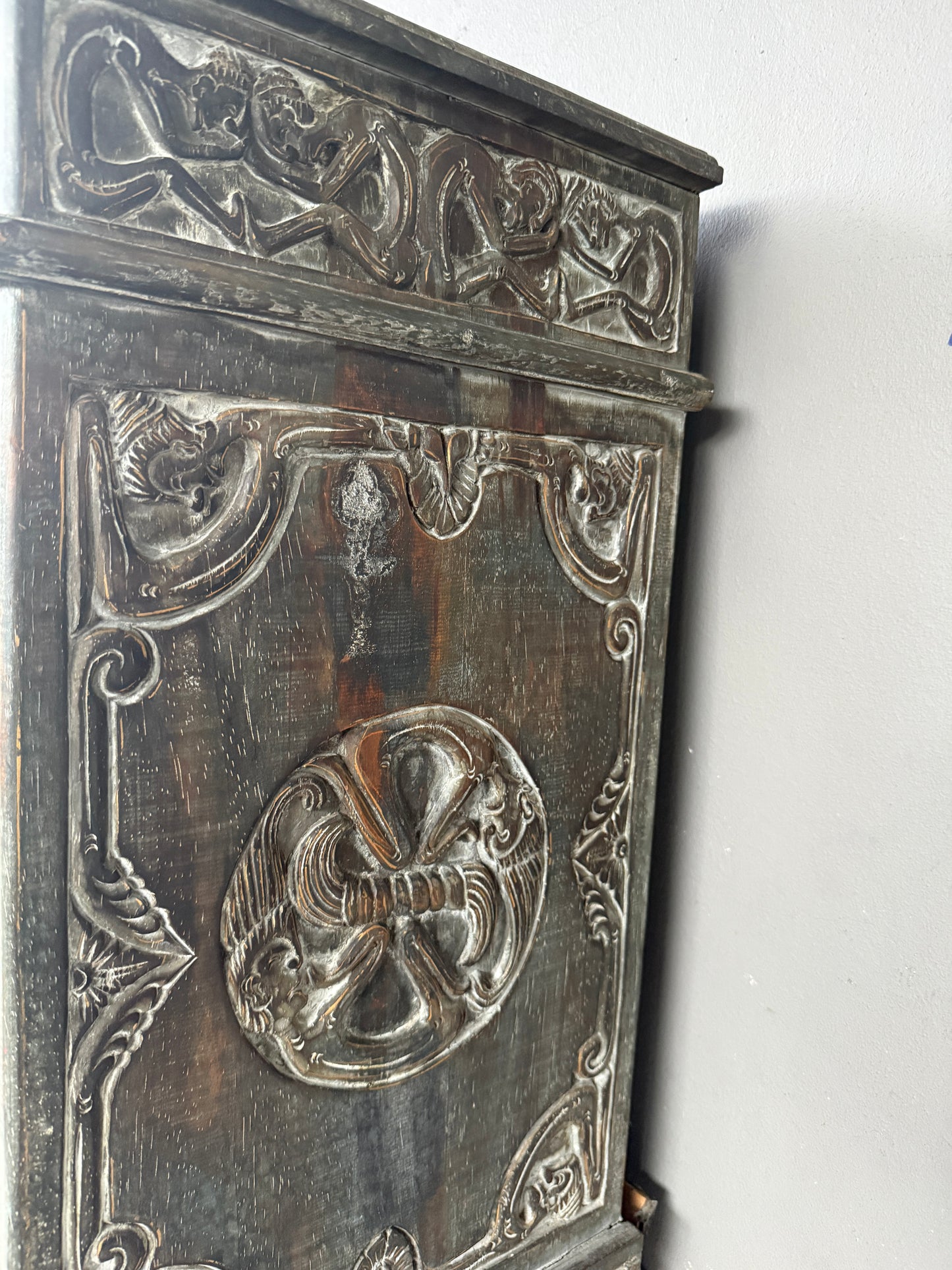 Vintage Wooden Carved Storage Cabinet