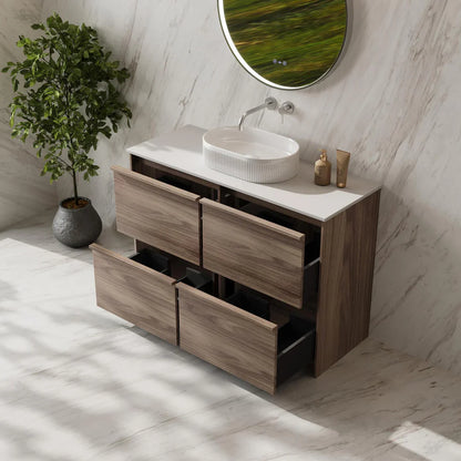 Bella 1200mm Freestanding Cabinet - Notaio Walnut - 1200mm / Notaio Walnut Cabinet + Ceramic Top（Double Bowl）