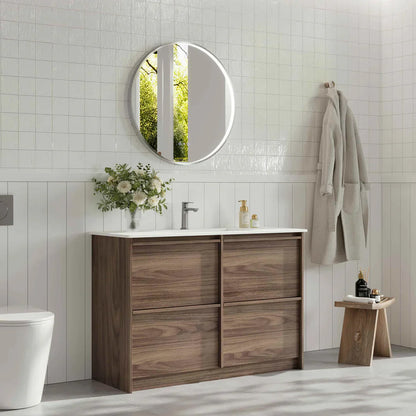 Bella 1200mm Freestanding Cabinet - Notaio Walnut - 1200mm / Notaio Walnut Cabinet + Carrara White Stone Top