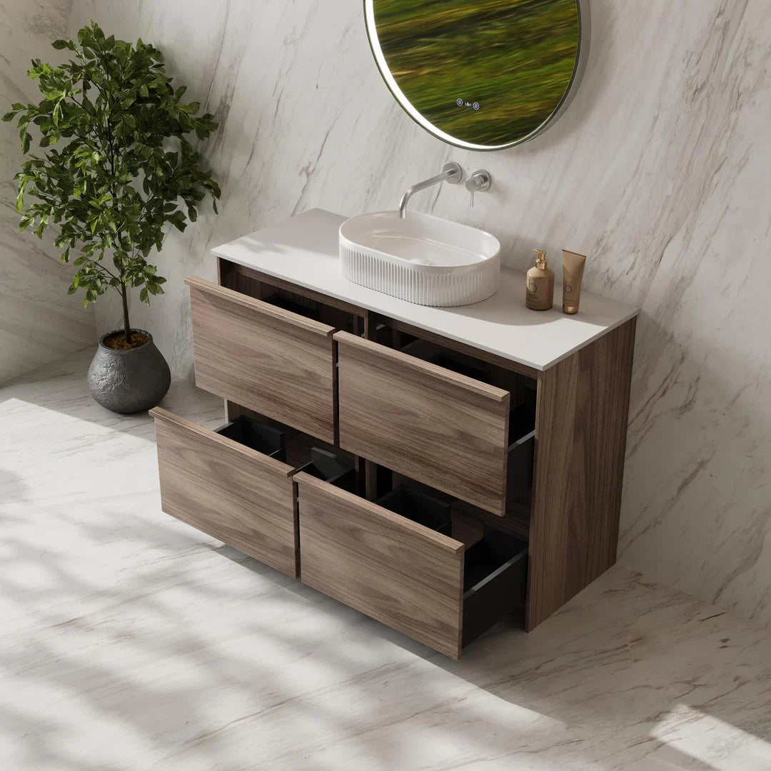 Bella 1200mm Freestanding Cabinet - Notaio Walnut - 1200mm / Notaio Walnut Cabinet + Ceramic Top（Double Bowl）