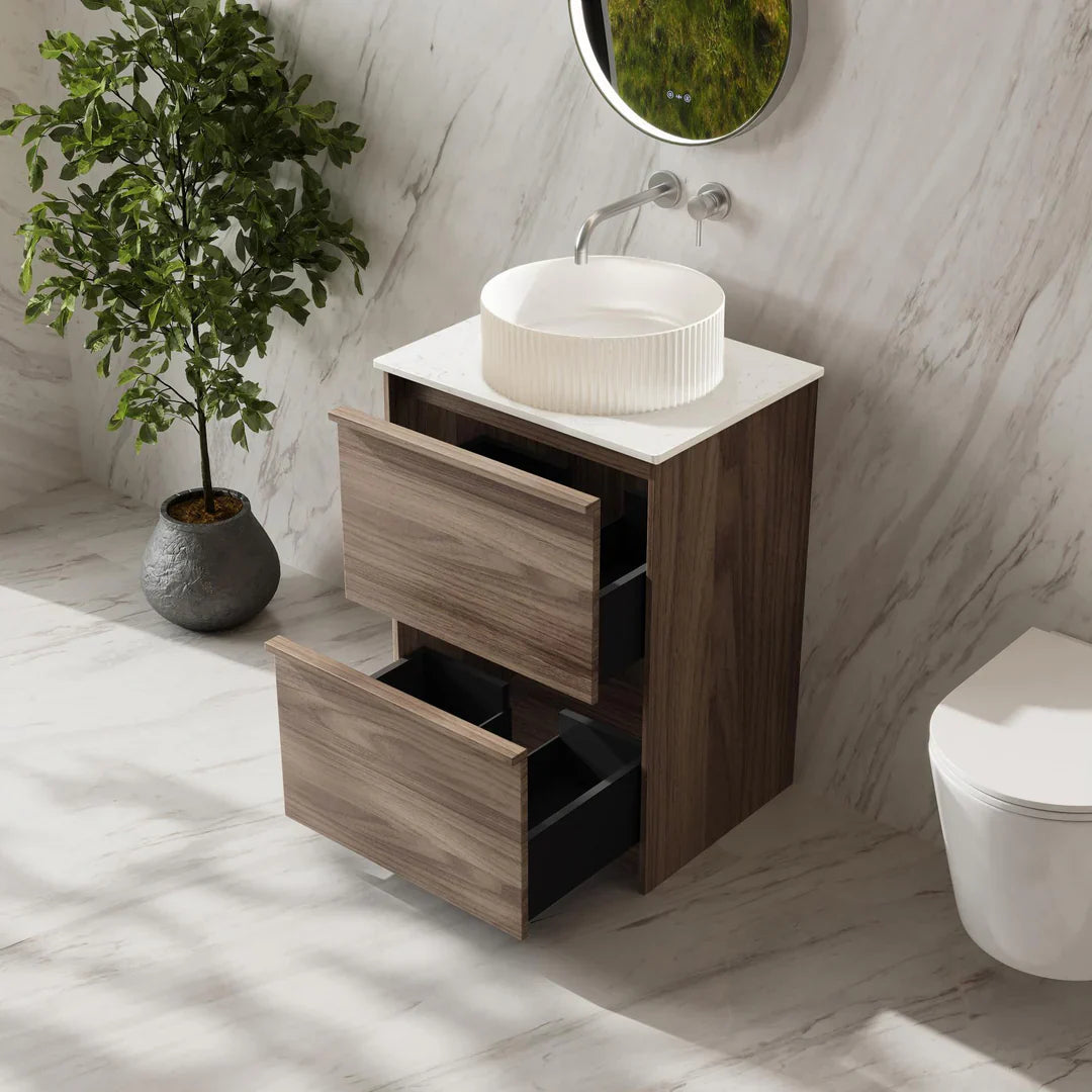 Bella 600mm Freestanding Cabinet - Notaio Walnut - 600mm / Notaio Walnut Cabinet + Ceramic Top
