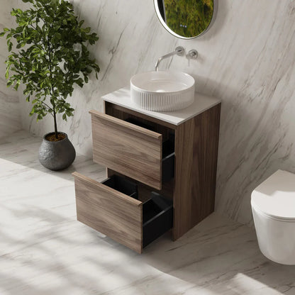Bella 600mm Freestanding Cabinet - Notaio Walnut - 600mm / Notaio Walnut Cabinet + Ceramic Top