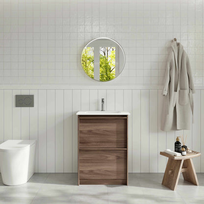 Bella 600mm Freestanding Cabinet - Notaio Walnut - 600mm / Notaio Walnut Cabinet + Ceramic Top