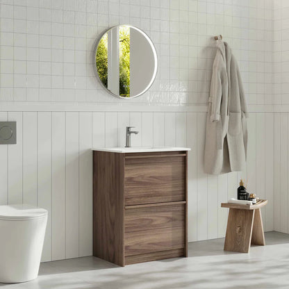 Bella 600mm Freestanding Cabinet - Notaio Walnut - 600mm / Notaio Walnut Cabinet + Ceramic Top