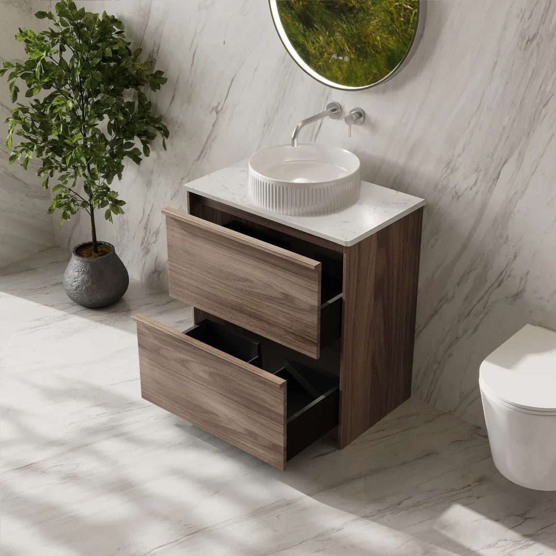 Bella 750mm Freestanding Cabinet - Notaio Walnut - 750mm / Notaio Walnut Cabinet + Ceramic Top