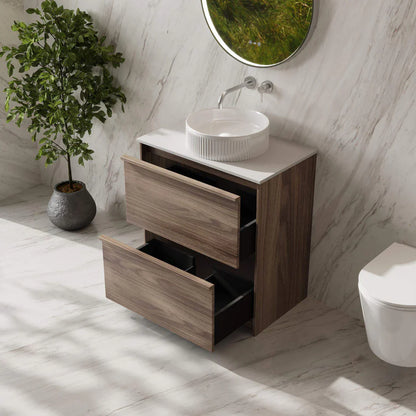Bella 750mm Freestanding Cabinet - Notaio Walnut - 750mm / Notaio Walnut Cabinet + Black Stone Top