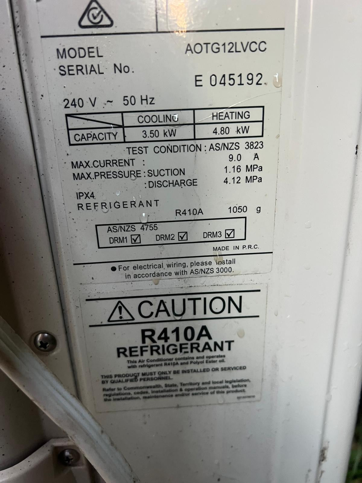 PROFESSIONALLY DECOMMISIONED Fujitsu 3.5KW Inverter Split System AOTG/ASTG12LVCC – Tested & Approved | Reno Spares