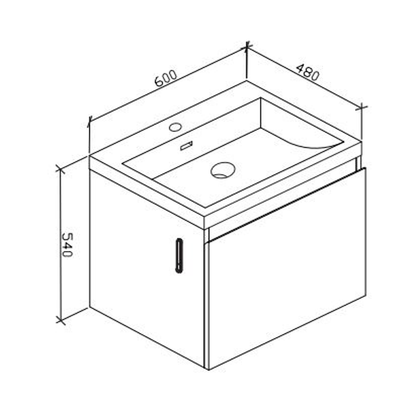 Belbagno Roxanne 600mm Wall Hung Vanity  Oak P/Marble Top