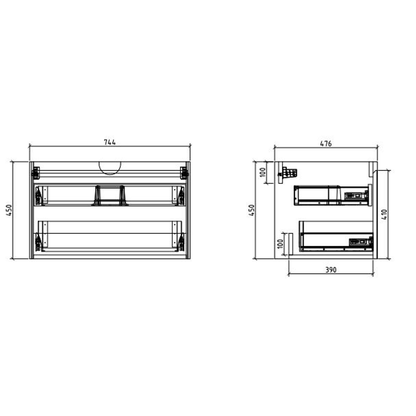 Belbagno Prado Mable Oak 750mm Wall Hung Vanity  750 X 480 X 450