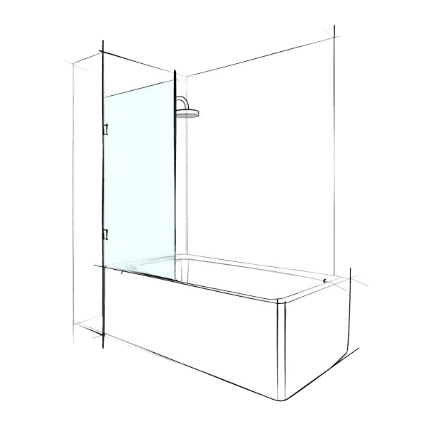 Custom Frameless Bathscreen Fixed Panel - Up to 1000 / TruClear+ / Bracket