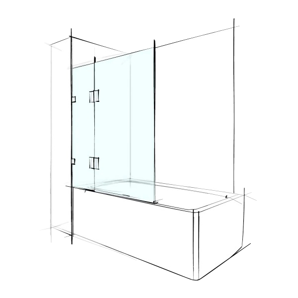 Custom Frameless Bathscreen Fixed & Swing Panel - Up to 1100 / TruClear+ / Bracket