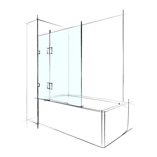 Custom Frameless Bathscreen Fixed & Swing Panel - Up to 900 / Grey / Bracket