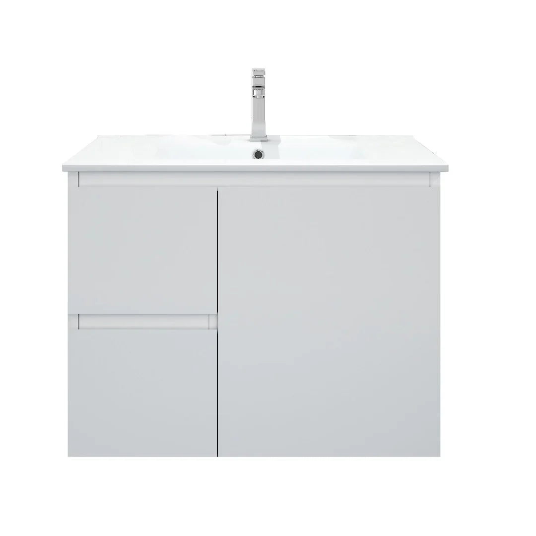 BIANCA 750mm MDF Wall-Hung Vanity (LHD) - 750mm / Left-Hand Drawer Cabinet + Ceramic Top
