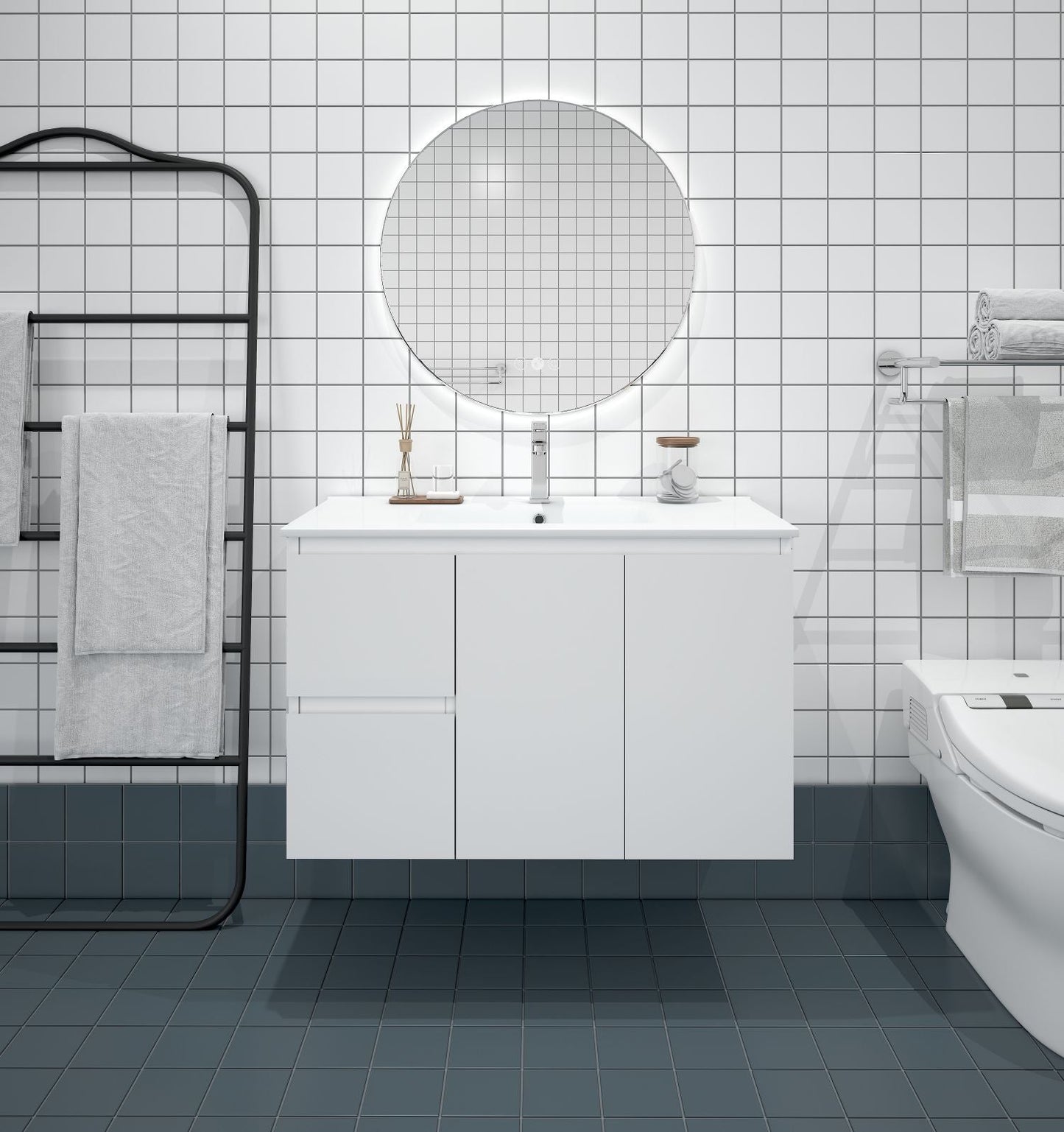 BIANCA 900mm MDF Wall-Hung Vanity (LHD) (+ OP 90)